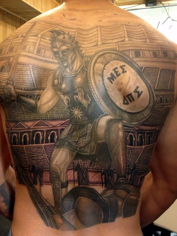 tatouage de gladiateur courageux